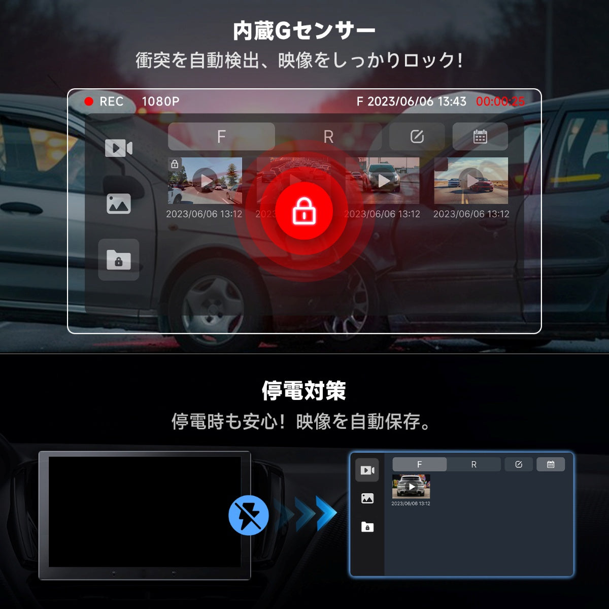 VIN-FHD02DV FHD 1080P 高画質車載カメラ リアルタイム録画ドライブレコーダー